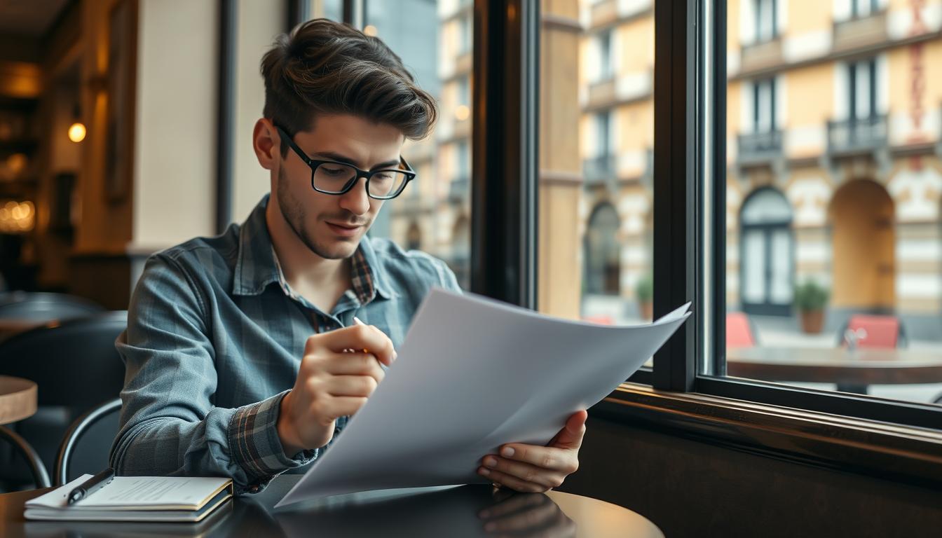 Persona revisando su carta de presentación antes de enviarla