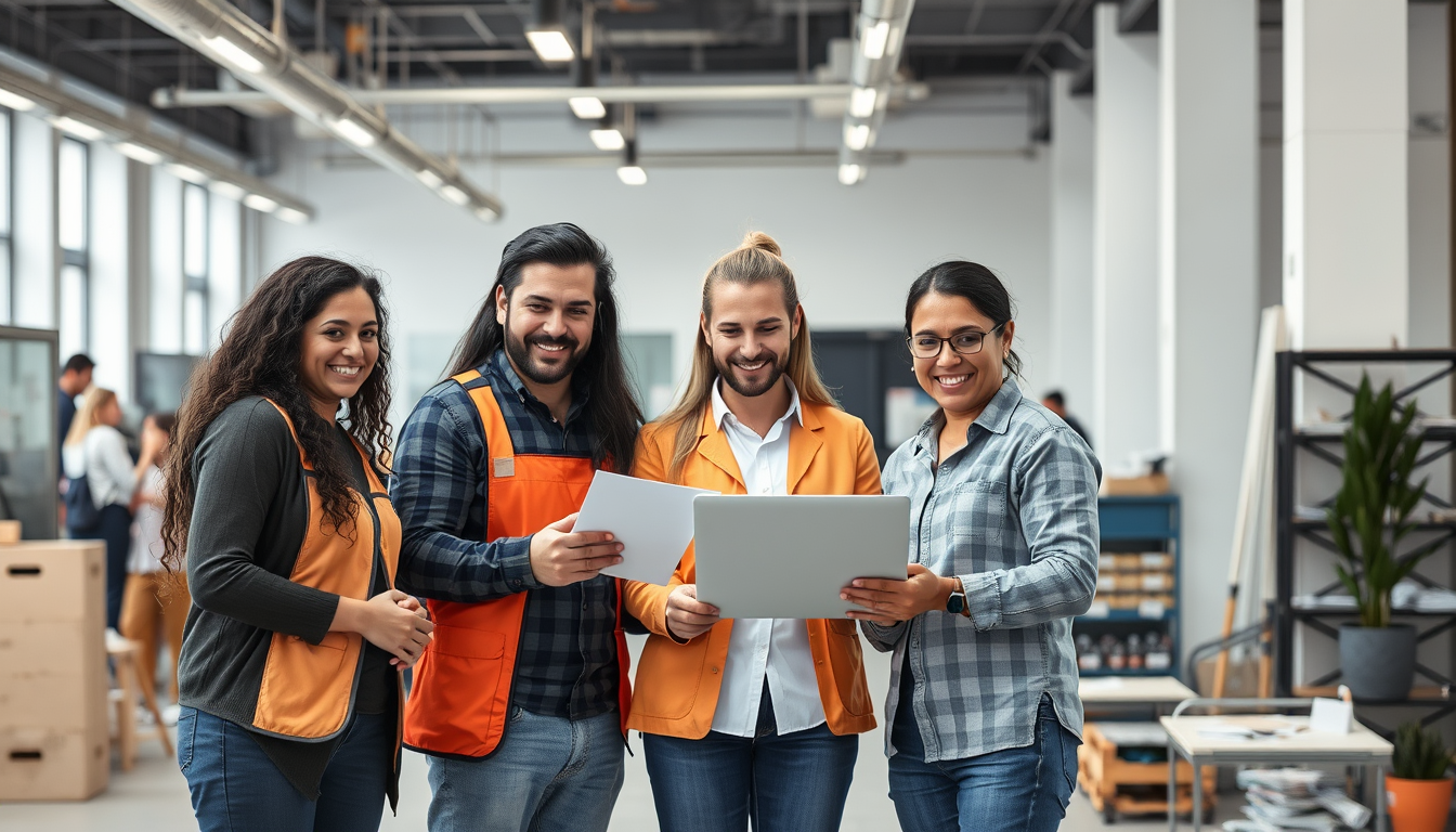 Equipo profesional trabajando en empresa espanola