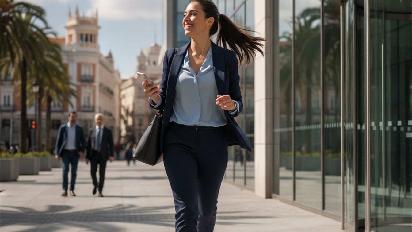 Persona sonriente tras conseguir un empleo en España
