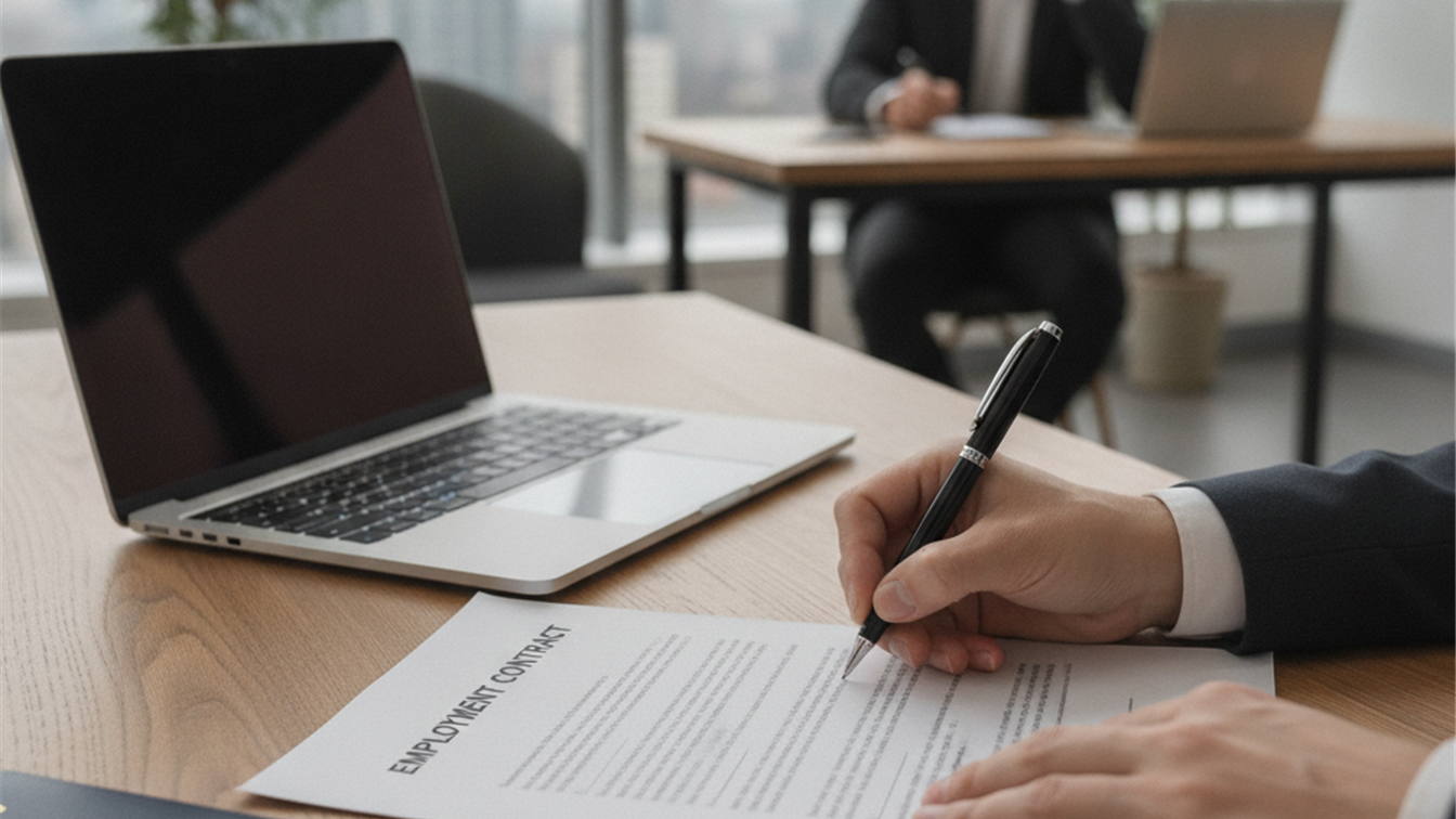 Contrato firmado tras registro en una ETT en España