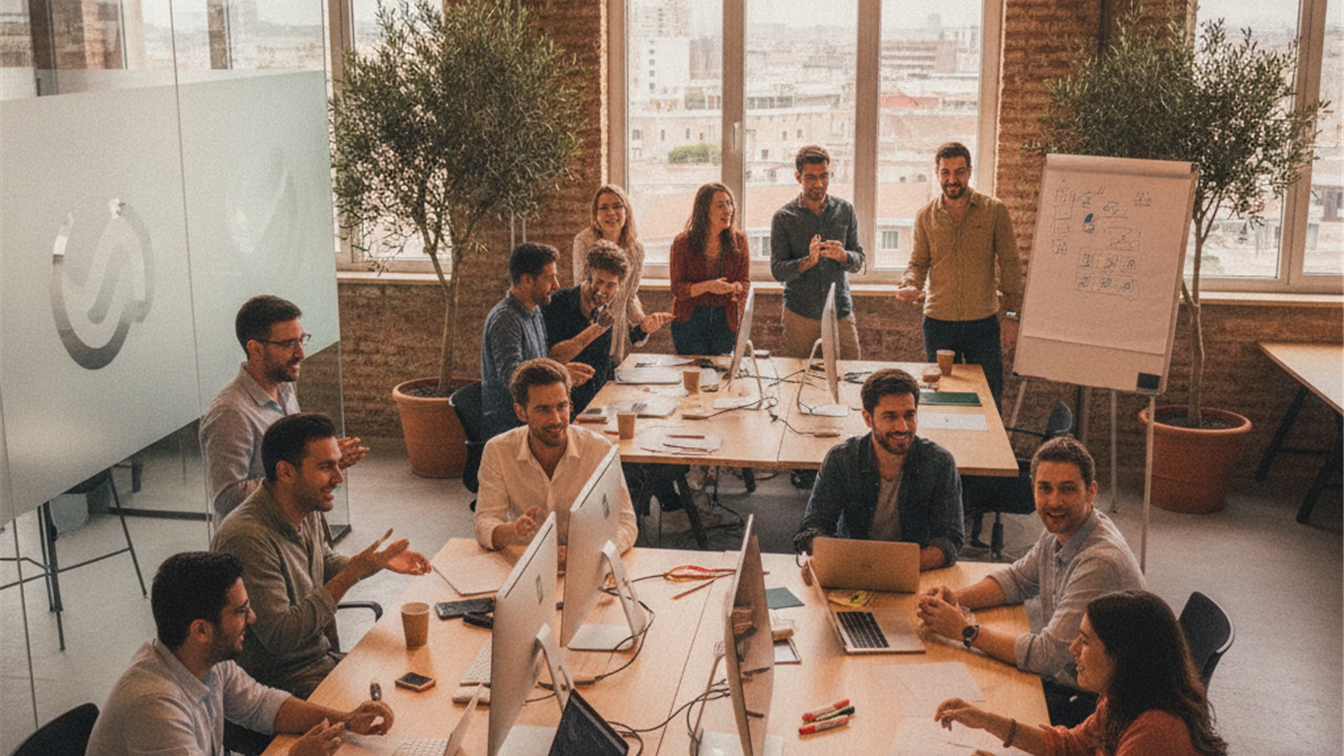 Equipo profesional trabajando en empresa espanola