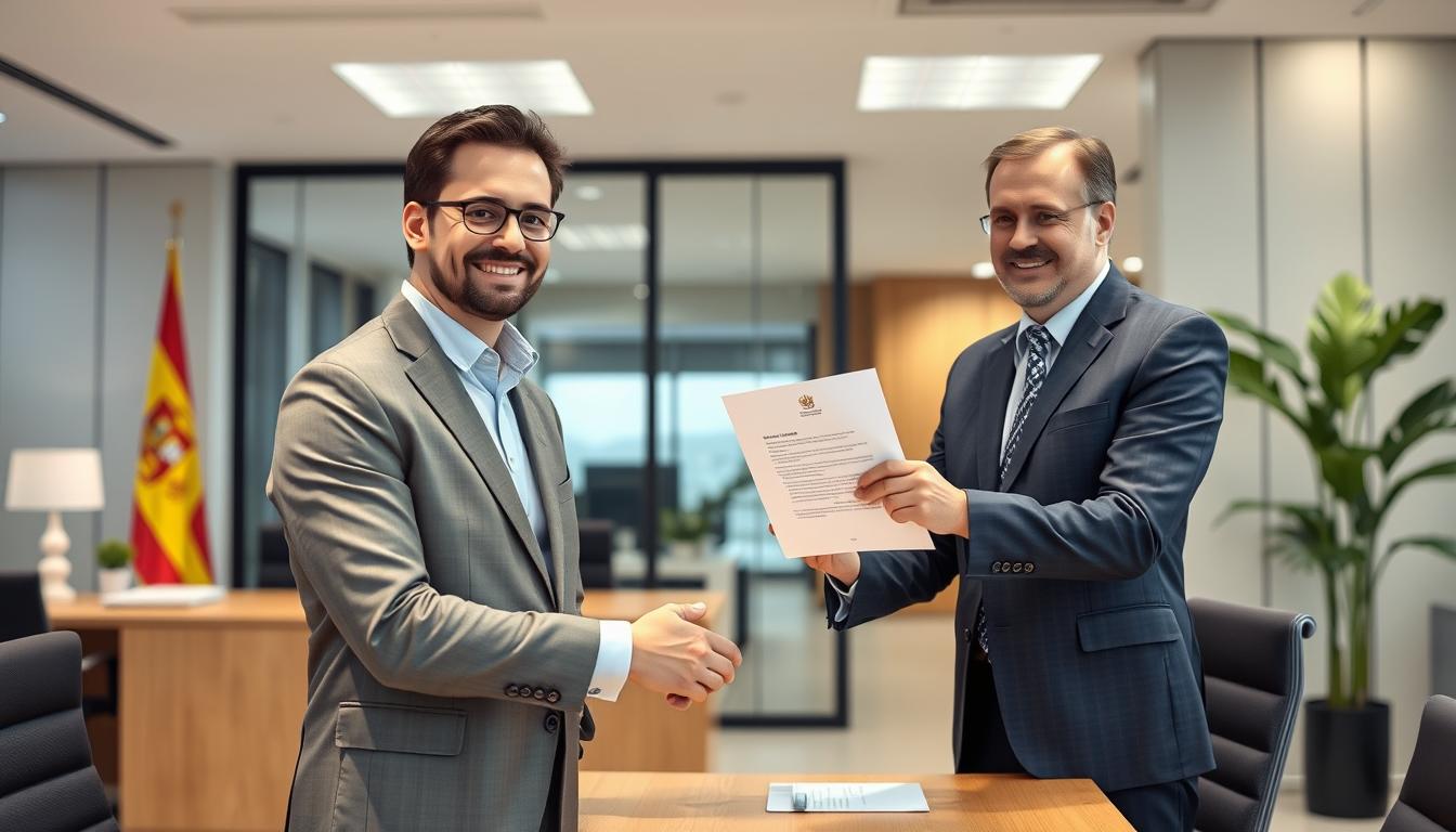 Persona feliz tras conseguir empleo publico en Espana