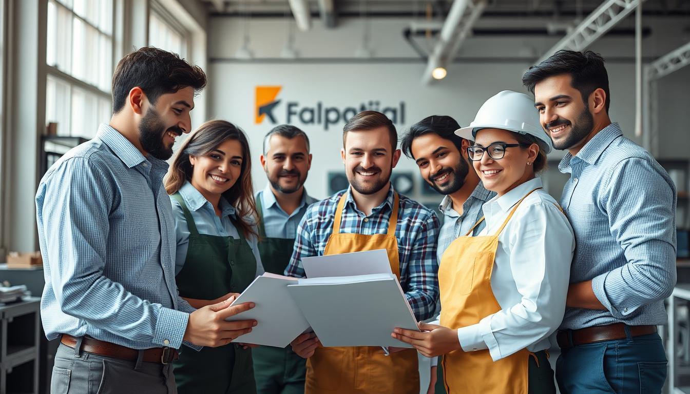 Equipo de profesionales trabajando juntos en una empresa española