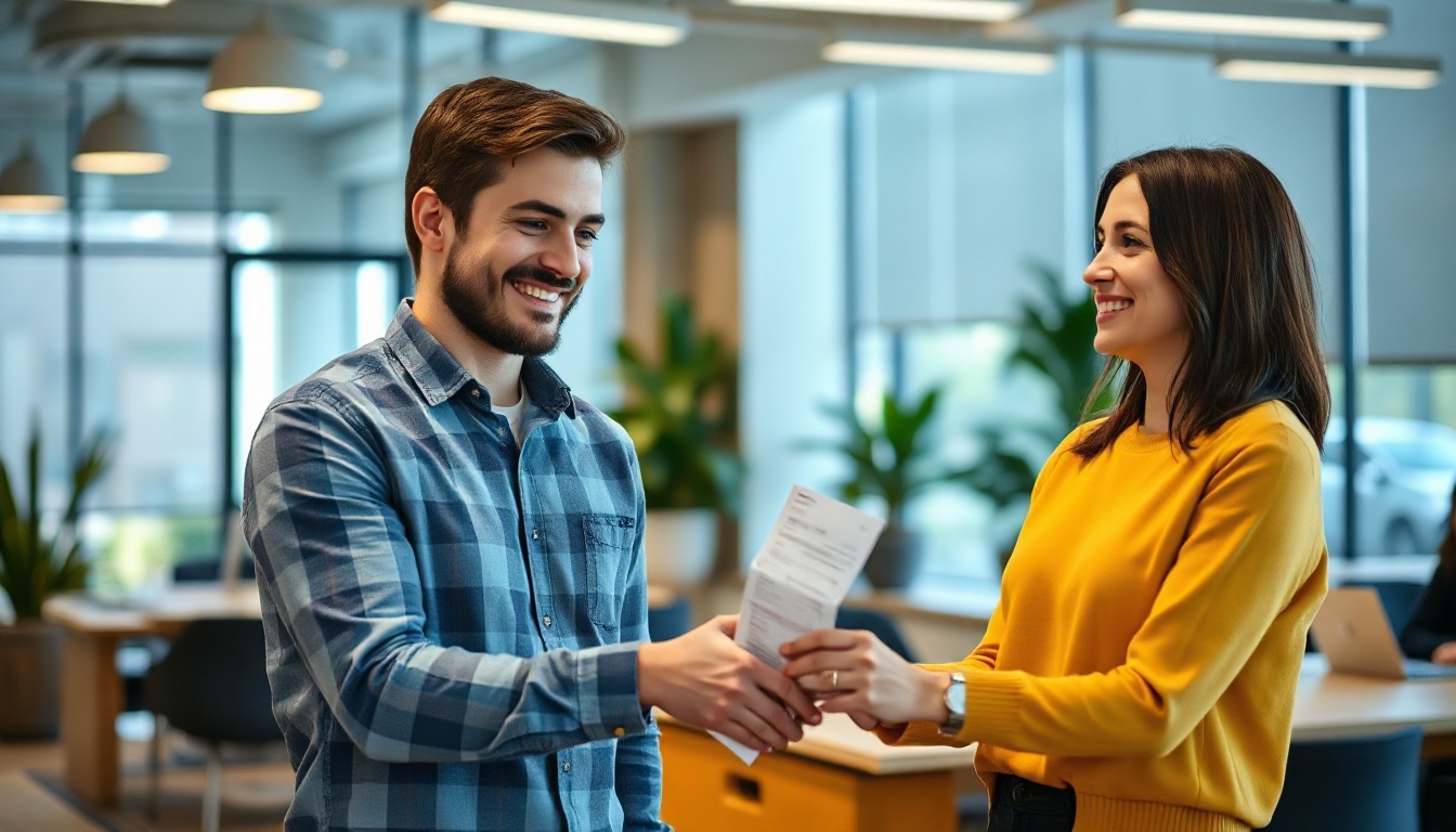 Empleado recibiendo su nómina en España