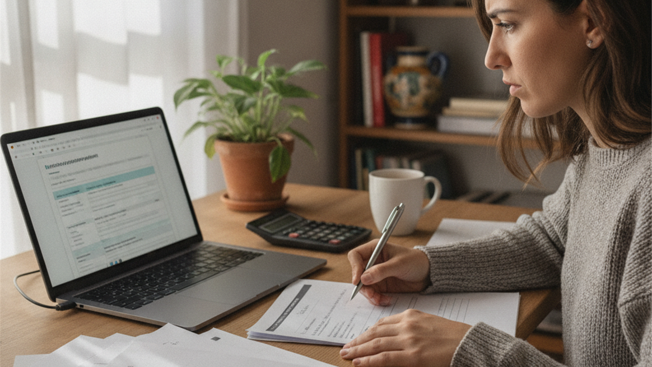Persona rellenando papeleo de la prestacion por desempleo en Espana