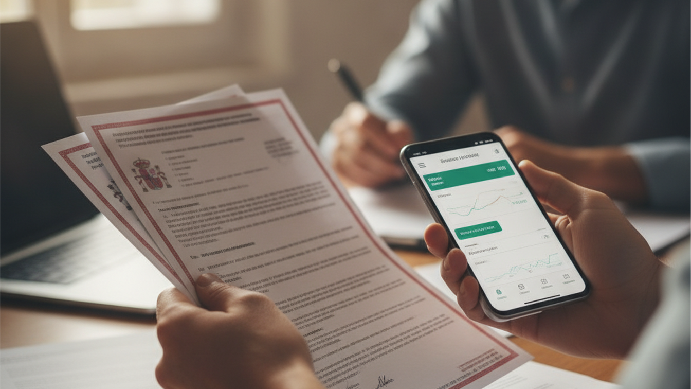 Documentos y app bancaria relacionados con la prestacion por desempleo en Espana