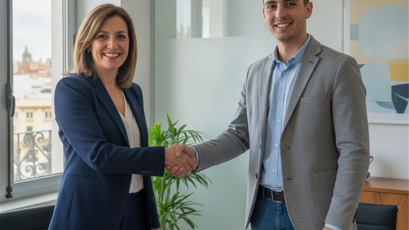 Firma de contrato a tiempo parcial en oficina en España