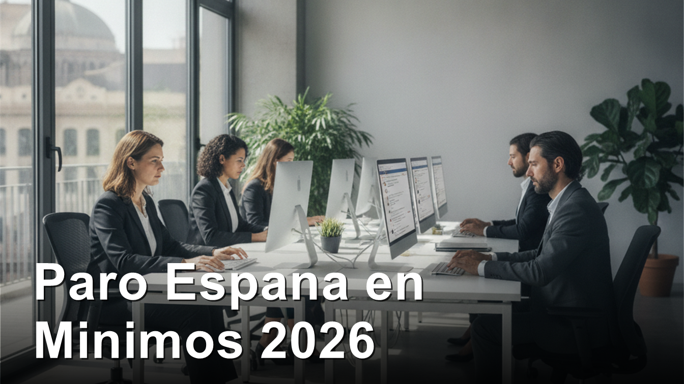 Trabajadores buscando empleo en oficina moderna en España