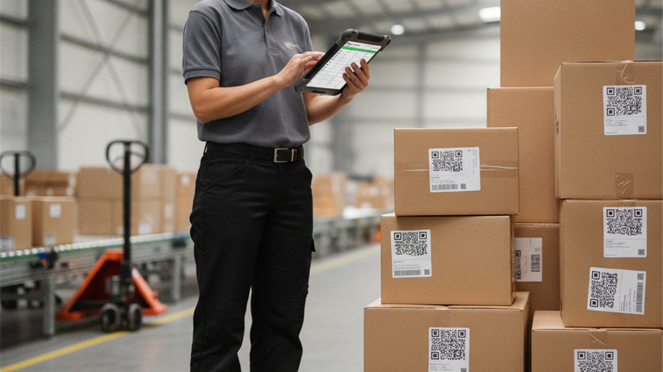 trabajador de logistica revisando pedidos en almacen