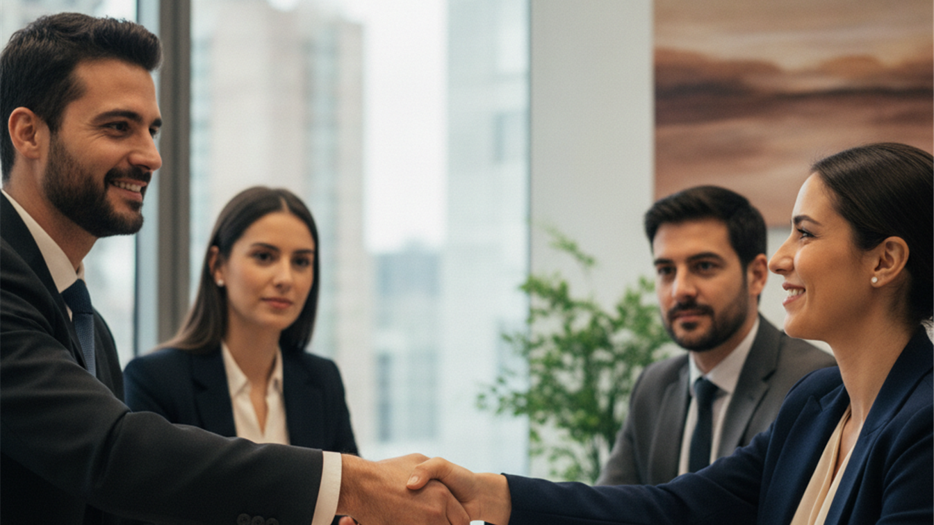 Profesionales en entrevista de trabajo en Espana agosto 2026