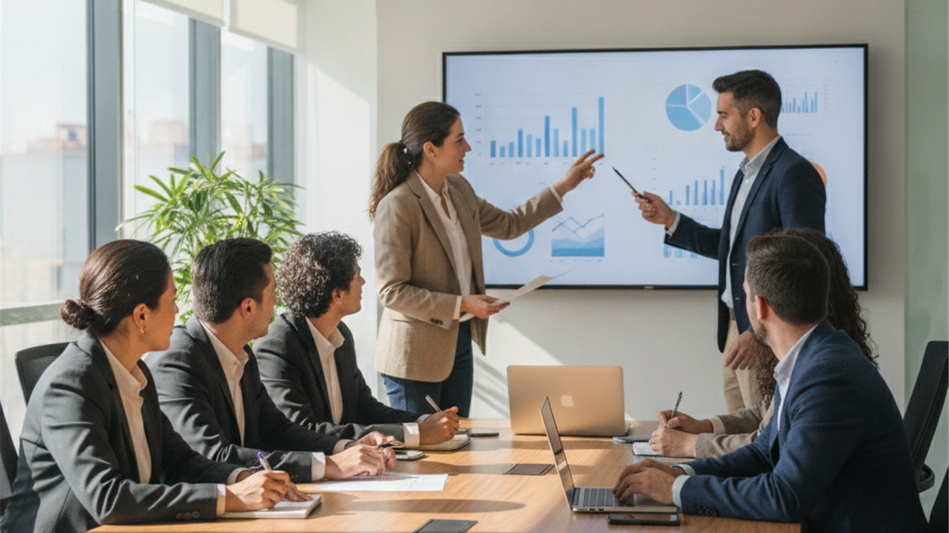 Profesionales trabajando en empresa espanola