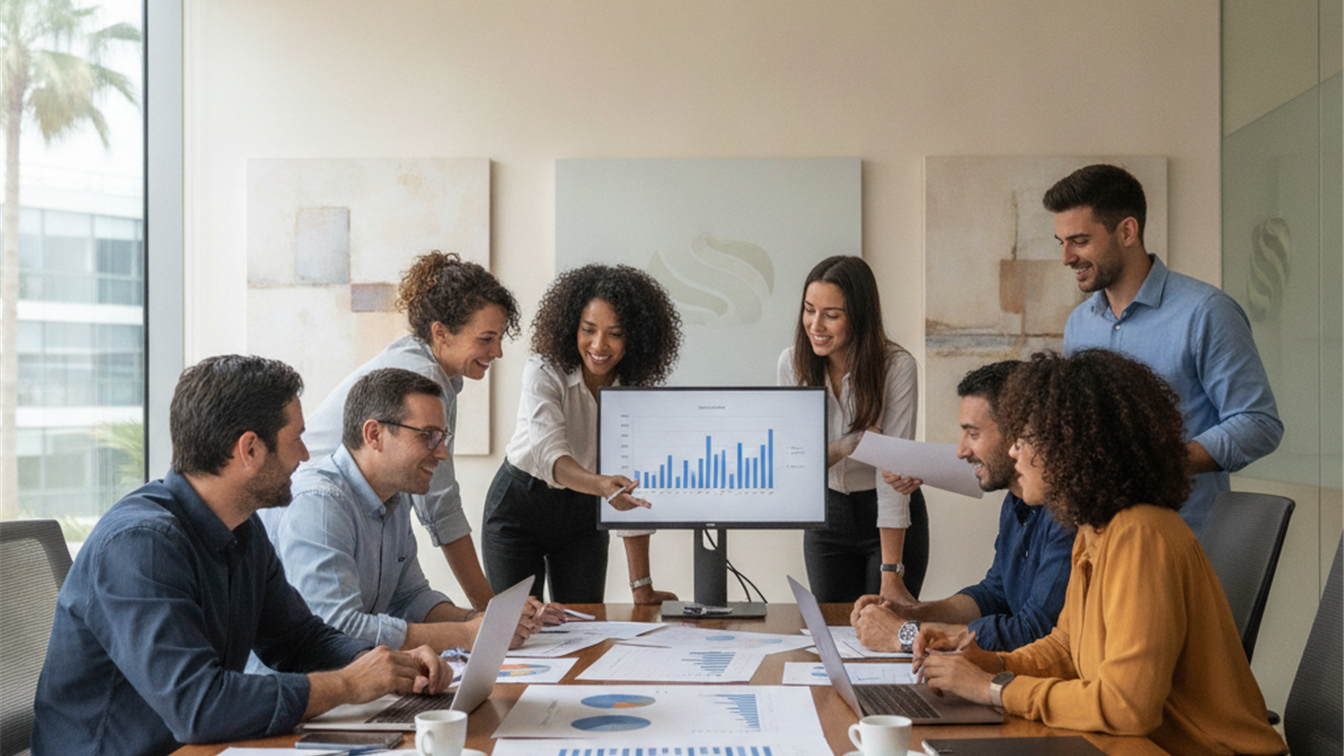 Profesionales en equipo de trabajo empresa española agosto 2026