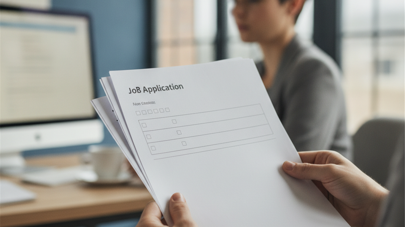 documentos de solicitud empleo en manos de profesional oficina